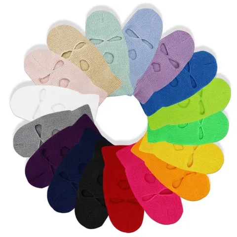 Passamontagna a Maglia a 3 Fori Maschera Piena Invernale in Acrilico Caldo Beanie Ricamo Divertente Protezione Collo Orecchie Maschera da Sci per Uomo Donna