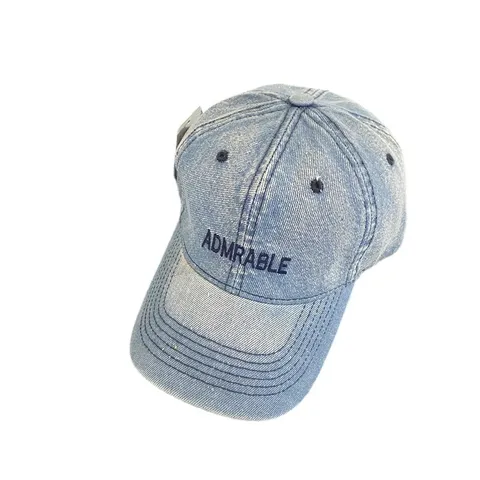 Unisex Embroidered Denim Baseball Cap Adjustable Vintage Cotton R Letter Patch Curved Brim Streetwear Sun Hat