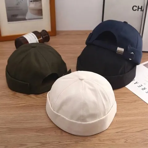 Dockermütze Randlose Seemannsmütze Retro Landlord Hat Baumwolle Verstellbar Japanischer Stil Mode Beanie Für Damen Herren Herbst Frühling
