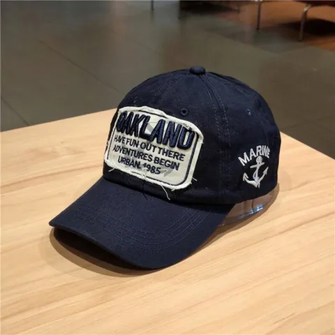 Cappellino da Baseball Vintage in Cotone Ricamato per Uomo Donna Motivo Oakland Marine Ancora Casual Protezione Solare Sport Hat