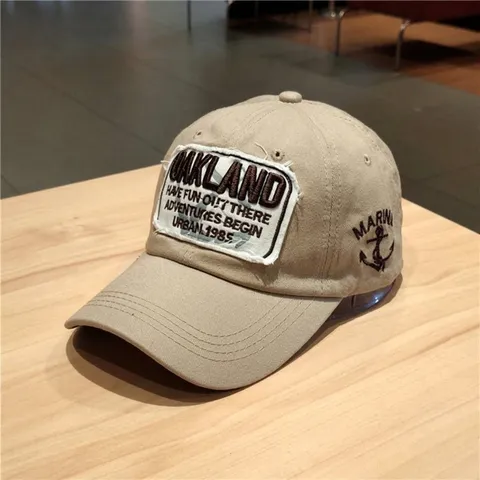 Cappellino da Baseball Vintage in Cotone Ricamato per Uomo Donna Motivo Oakland Marine Ancora Casual Protezione Solare Sport Hat