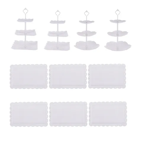 European Plastic Multi Tier Fruit Plate Cake Stand Dessert Table Display Tray Western Pastry Serving Tray Party Decor