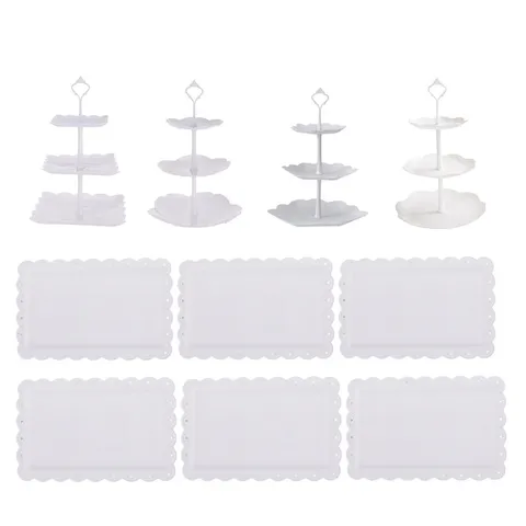 European Plastic Multi Tier Fruit Plate Cake Stand Dessert Table Display Tray Western Pastry Serving Tray Party Decor