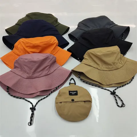 Unisex Waterproof Packable Bucket Hat Quick Dry Sun Protection Fishing Hat With Adjustable Wind Rope For Outdoor Hiking Camping