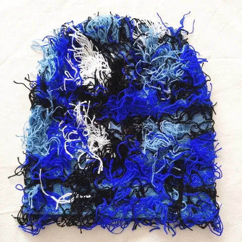 Unisex Fringed Knitted Beanie Fuzzy Distressed Camouflage Monkey Hat For Autumn Winter Outdoor Warm Streetwear Punk Knit Cap