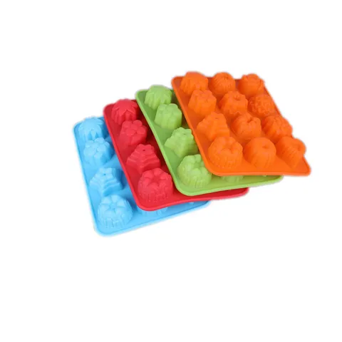 Molde de Silicona Flexible para Pasteles Con 12 Agujeros Patrones de Flores Corazón Estrella DIY Chocolate Pudín Gelatina Herramientas