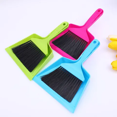 Mini Cepillo de Limpieza de Escritorio y Conjunto de Recogedor Plástico Portátil Escoba de Barrer Teclado Herramienta