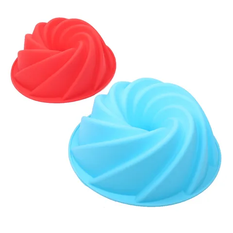 Molde de Pastel de Silicona en Espiral Herramienta de Repostería DIY Rosa Lirio Flor Moldes de Silicona Gran Torbellino Bandeja para Hornear
