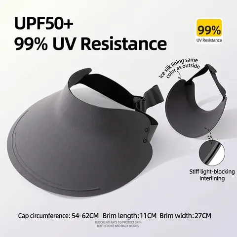Damen Sonnenschutz Leer Top Hut UV-beständig Faltbar Eisseide Große Krempe Visier Sommer Outdoor Sport Casual Sonnenhut