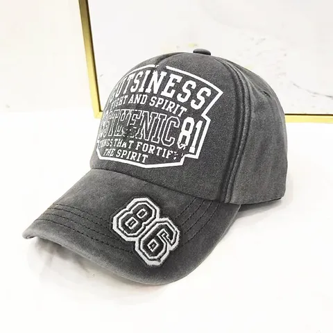 Vintage Washed Cotton Baseball Cap For Men Women Distressed Embroidery 86 Graphic Print Adjustable Sun Hat Streetwear