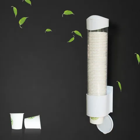 Dispensador de Vasos de Papel Desechables Montado en la Pared Portavasos de Plástico Estante de Almacenamiento a Prueba de Polvo