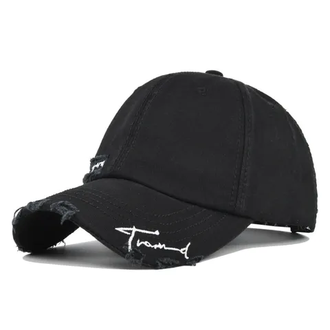Retro Zerlöchert Baumwolle Baseballkappe Für Damen Herren Gewaschene Buchstaben-Stickerei Sonnenschutz Einstellbar Outdoor Lässig Hut