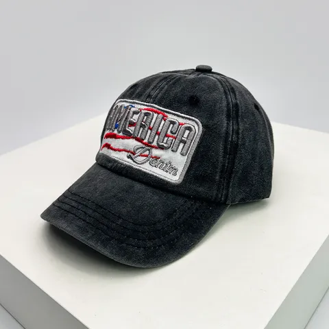 Vintage Gewaschene Denim Baseballkappe Für Damen Herren Distressed Stickerei Amerika USA Flagge Hut Outdoor Verstellbarer Sonnenhut