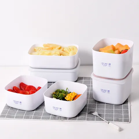 Contenedor de Almacenamiento de Alimentos de Plástico Caja Fresca para Refrigerador Bento Rectangular