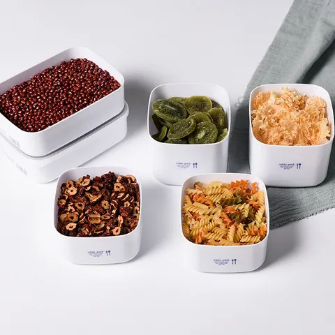 Contenedor de Almacenamiento de Alimentos de Plástico Caja Fresca para Refrigerador Bento Rectangular