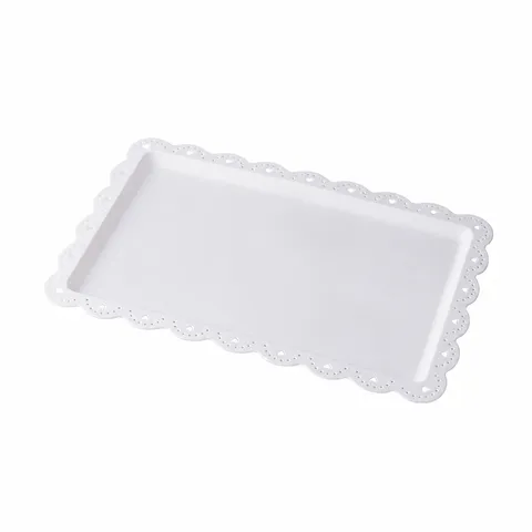 Plato de Fruta de Plástico de Estilo Europeo Encaje Calado Bandeja de Mesa de Postre Bandeja de Aperitivos de Tarde Plato de Cena Mousse
