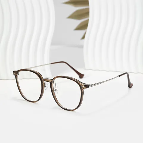 Vintage Rundrahmen Brille Herren Damen Retro Metall Kunststoff Gestell Anti Blaulicht Brille Ohne Sehstärke Klare Gläser Brille