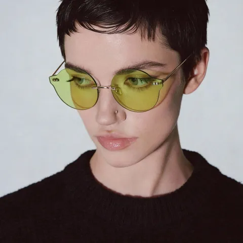 Rimless Round Candy Color Sunglasses Y2K Retro Tinted Lens Sun Glasses Metal Frame UV400 Fashion Eyewear For Men Women