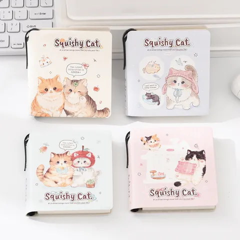 Cute Plush Notebook Pocket Diary Cute Cat Pattern Student Writing Journal Planner With Pen Slot Stationery Gift