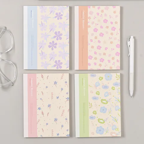 Mooi Gelinieerd Notitieboekje Met Bloemenillustratie Gelijmde Binding Dagboek Schrijfboek Voor Kantoor School Dagelijks Gebruik