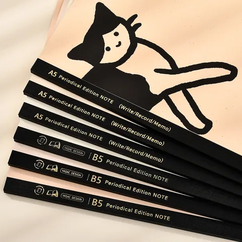 Schattig Kattenillustratie Zachte Kaft Notitieboekje Gelijmde Binding Papier Notitieboek Voor Kantoor School