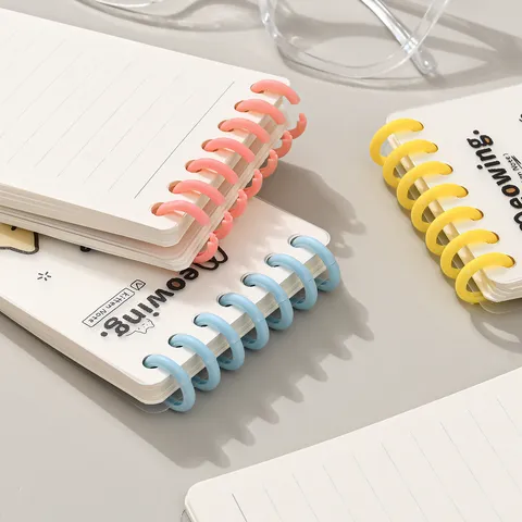 Cuaderno de Espiral de Hojas Sueltas A7 Gato de Dibujos Animados Bloc de Notas de Bolsillo Portátil Diario Rayado