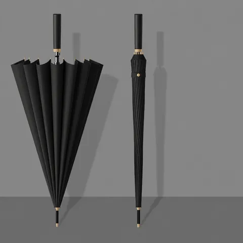 Grand Parapluie Droit Coupe-vent 24 Baleines Automatique Affaires Avec Housse Imperméable Pour Hommes Femmes