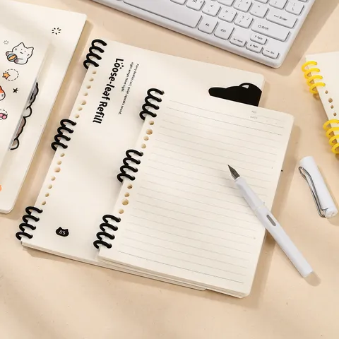 Loose Leaf Notebook Cute Cat Illustration Journal PP Cover Ins Style Spiral Bound Writing Diary Office Supplies