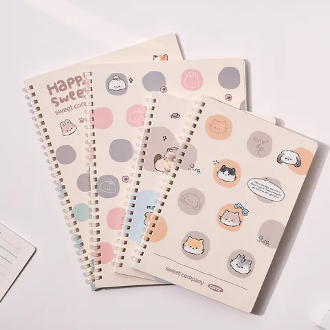Cute Cartoon Animal Spiral Notebook B5 A5 Student Diary Journal Kawaii PP Cover Dowling Paper Memo Notepad Office Supplies
