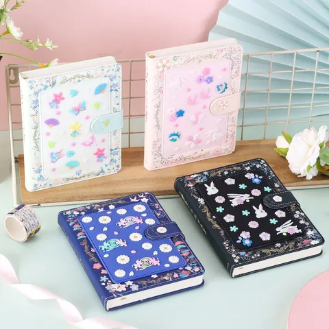 Cute Floral Illustration Silicone Cover Diary Book Magnetic Buckle Notebook Hot Stamping Office School Writing Journal