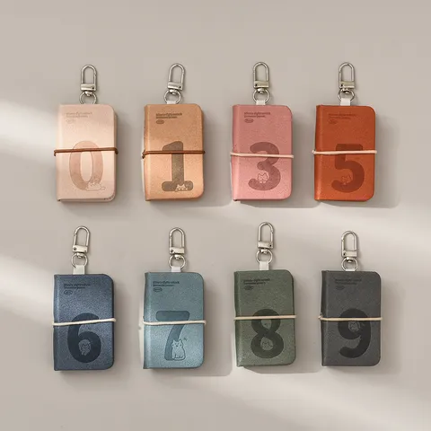 Mini Lucky Number Notebook Keychain Portable Pocket Journal PU Leather Diary Cute School Stationery Gift