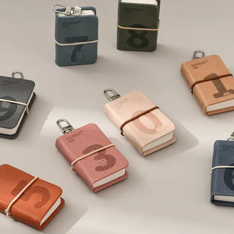 Mini Lucky Number Notebook Keychain Portable Pocket Journal PU Leather Diary Cute School Stationery Gift