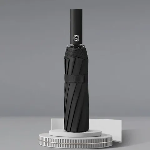 Automatic Three Fold Umbrella 24 Ribs Double Keel Black Glue Sun Umbrella Windproof UV Protection Rain And Shine Umbrella