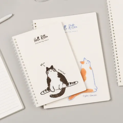Carnet à Spirale Mignon Chat Journal Ligné Étudiant Bureau Bloc-Notes Mignonne Illustration de Cartoon Couverture PP Planificateur Quotidien