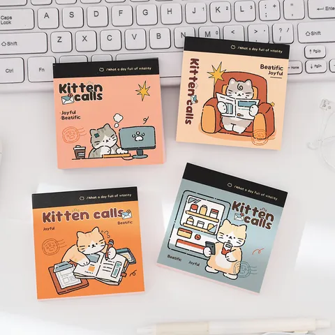 Kitten Calls Série Chat Mignon Bloc-notes Détachable 80K Fournitures de Bureau Papier Non Adhésif pour Étudiants École