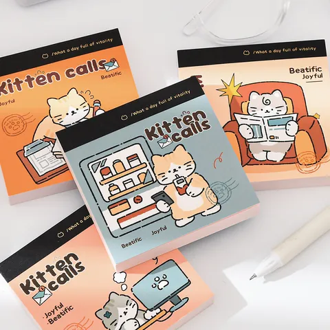 Kitten Calls Série Chat Mignon Bloc-notes Détachable 80K Fournitures de Bureau Papier Non Adhésif pour Étudiants École