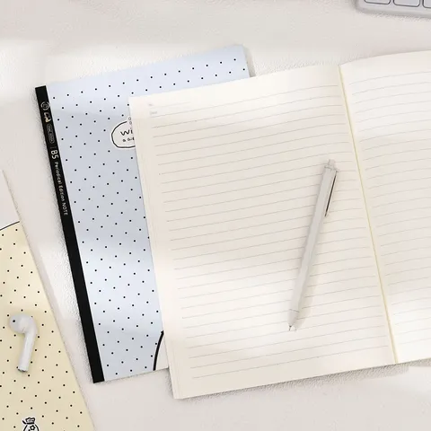 Cute Cat Illustration Student Notebook Minimalist Lined Paper Diary Office Writing Pad School Stationery Supply
