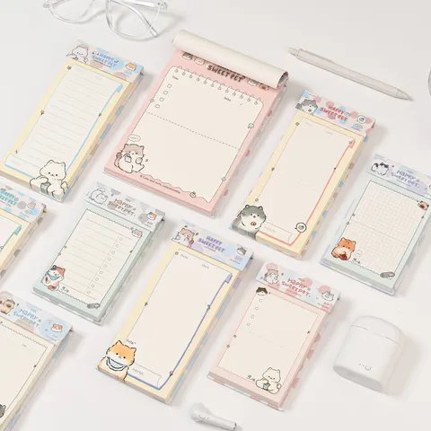 Cute Cartoon Cat Memo Pad Tear Off Notepad Student Kawaii Stationery Office Note Pad Portable Writing Paper