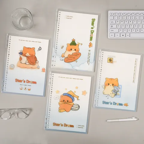 B5 Ringbuch Notizbuch Süßes Cartoon Backen Thema Tagebuch Planer PP Einband Transparent Ringbinder Schüler Bürobedarf