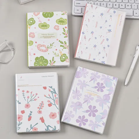 Floral Printed Hardcover Notebook Cute Student Journal Daily Planner Waterproof PVC Cover Office School Stationery