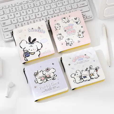 Student Draagbaar Pocket Notitieboek Schattig Cartoon Dier Sticky Note Boek Met Penhouder