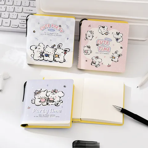 Student Draagbaar Pocket Notitieboek Schattig Cartoon Dier Sticky Note Boek Met Penhouder