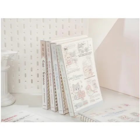 Cute Cat Sonata Series Refillable Loose Leaf Spiral Notebook Diary Student Writing Pad Office School Stationery