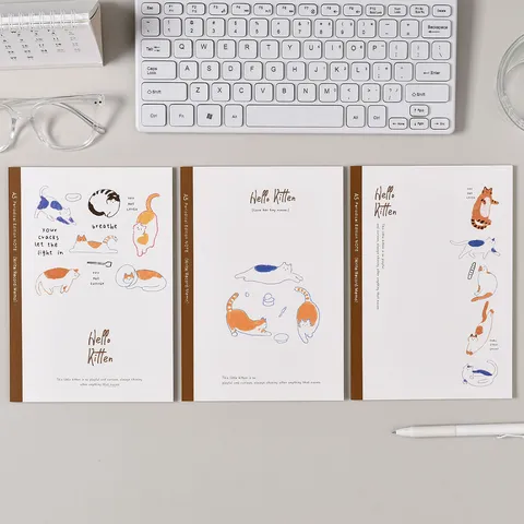 Bloc-notes Réglé Design Chat Mignon Reliure Collée Étudiant École Bureau Papeterie Cahier d'écriture