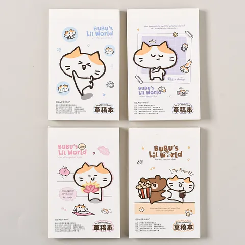 Cute Cartoon Cat A7 Draft Notebook Student Notepad Pocket Size Portable Memo Book Blank Paper Diary Stationery Gift