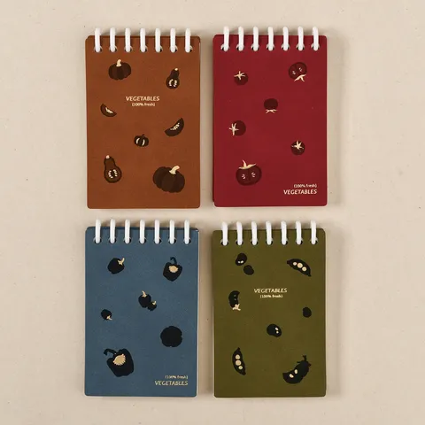 Taccuino A7 Portatile con Raccoglitore ad AnelliSimpatico Motivo di Verdure Copertina in Pelle PU Diario Forniture per Ufficio Scolastico