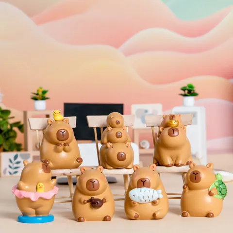 Cute Capybara Daily Series Blind Box Resin Ornament Cartoon Animal Figurine Mystery Box Toy For Kids Desktop Room Decor Gift