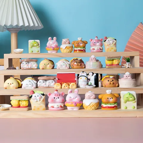 Lindas Figuritas Miniatura de Resina de Caja Ciega de Alimentos para Animales de Dibujos Animados Adornos de Escritorio Kawaii Decoración