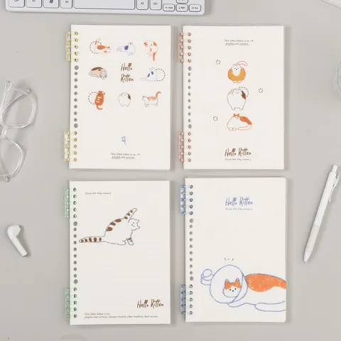 Schattige Kat Losbladige Notitieboek B5 A5 Spiraal Journaal Met PP Omslag Gelineerde Pagina's Schattig Dier Student Dagboek