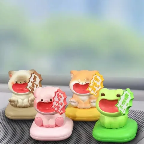 Screaming Animal Resin Statue Car Fragrance Box Desktop Ornament Creative Cat Pig Shiba Inu Frog Figurine Gifts Home Decor